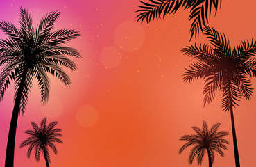 Fototapeta na wymiar Beautifil Palm Trees background Vector Illustration