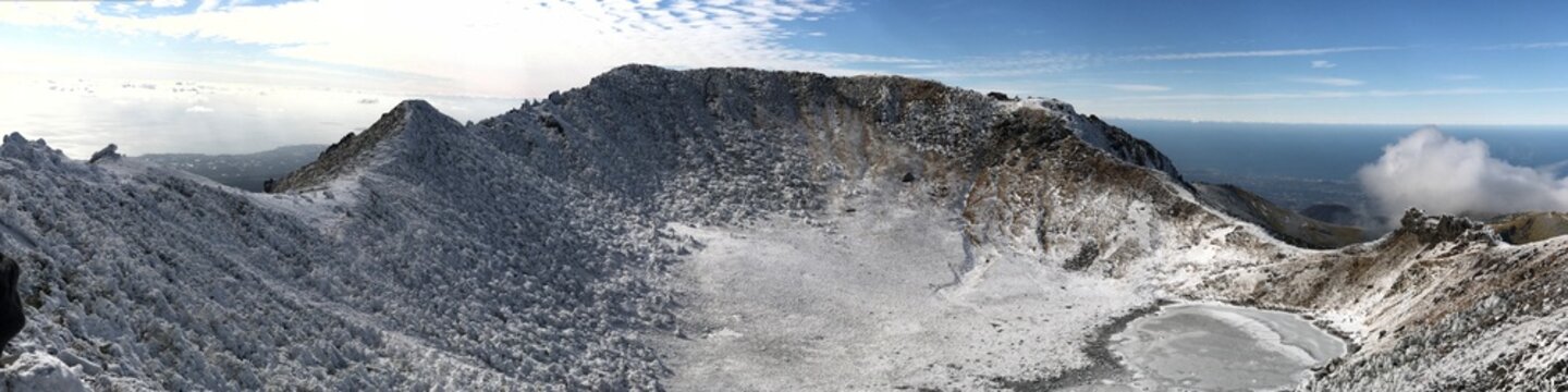 Hallasan Snow Covered Mountain Crater