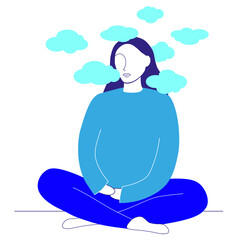 meditation / thinking / mental health - simple trendy vector illustration 