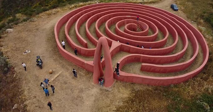 Labirinto di Arianna, nei pressi di Castel di Lucio sul Parco delle Madonie, in Sicilia. Vista Aerea