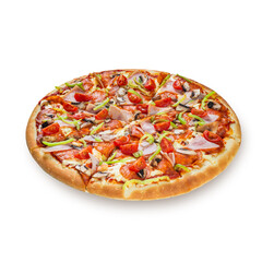 Pizza. Italian food ready to eat. Tasty Italian pizza isolated on a white background