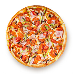 Pizza. Italian food ready to eat. Tasty Italian pizza isolated on a white background