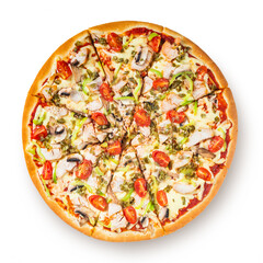 Pizza. Italian food ready to eat. Tasty Italian pizza isolated on a white background