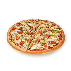 Pizza. Italian food ready to eat. Tasty Italian pizza isolated on a white background