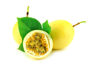 Passion fruit isolated on white background.