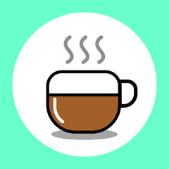 Icono de taza de café. Ilustración vectorial. sobre fondo blanco. Perfecto para imprimir en camisetas, afiches, murales de pared, tazas, gafas, tumbonas, pancartas, rollos y cualquier otro material de
