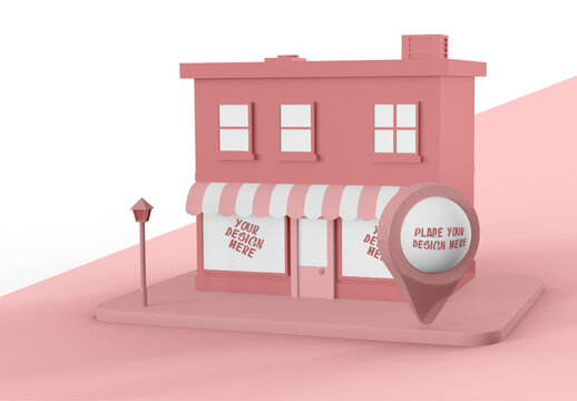 Cartoon City with Pin Pointer Mockup