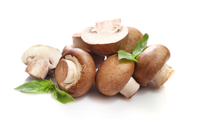 Brown champignons isolated on white vackground
