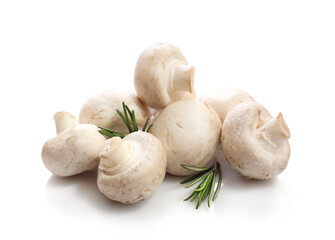 White champignons isolated on white background