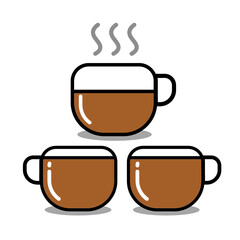 Icono de taza de café. Ilustración vectorial. sobre fondo blanco. Perfecto para imprimir en camisetas, afiches, murales de pared, tazas, gafas, tumbonas, pancartas, rollos y cualquier otro material de