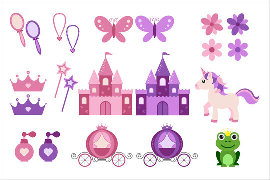 Set of princess design elements