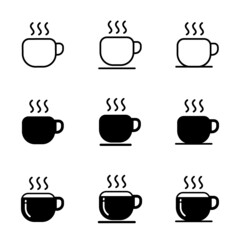 Obraz premium Icono de taza de café. Ilustración vectorial. sobre fondo blanco. Perfecto para imprimir en camisetas, afiches, murales de pared, tazas, gafas, tumbonas, pancartas, rollos y cualquier otro material de