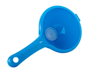 blue funnel for the narrow neck of the can