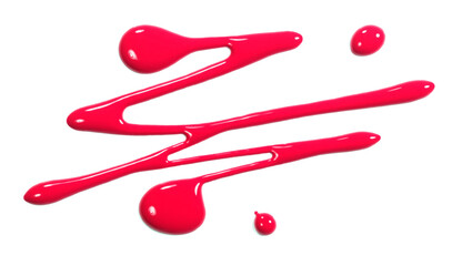 Pink zig zag, spilled nail polish swatch isolated on white