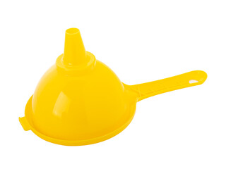 yellow funnel for the narrow neck of the can