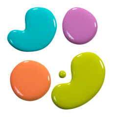 colourful nail polishes spilled on white background