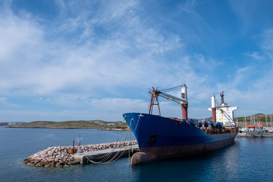 Old oil tanker moored at harbor Lavrion, Attica, Greece