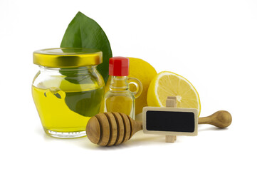 Honey and lemon still life for healthy diet