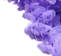 purple cloud, ink in water on white background