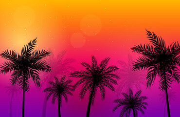 Beautifil Palm Trees background Vector Illustration