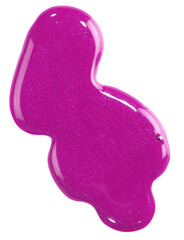 spill of magenta nail polish on white background