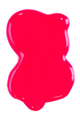  spill of red nail polish on white background