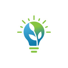 Eco innovative bulb icon logo design