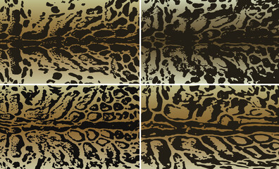 Vector illustration set of animal seamless prints. Clouded tiger patterns collection.