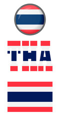 Set of icons of the flag of Thailand on a white background. Vector image: flag of Thailand, the button and the abbreviation. You can use it to create a website, print brochures or a travelbook. 