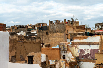 Scenery with rooftops in Fes, Morocco
