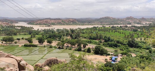 Hanuman temple on a hill located in hampi