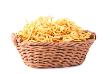 German raw spaetzle pasta in basket
