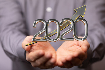 business year 2020 up goals and  success illustration