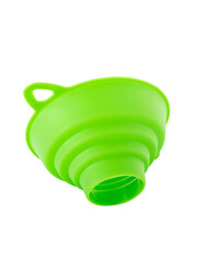 green funnel for the narrow neck of the can