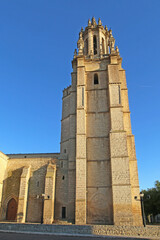 Fototapeta na wymiar Ampudia Church tower, Spain 