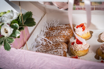 Big and small bouquet on grey background