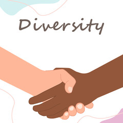 Shaking hands, Vector illustration flat style, casual handshaking agreement, symbol of a successful transaction, Social diversity concept, Hands Diverse Diversity Ethnic Ethnicity Variation.