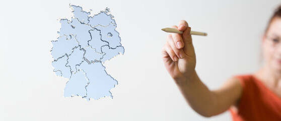 germany map digital in hand 3d