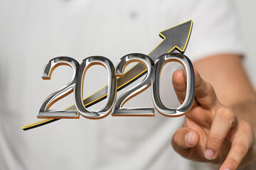 business year 2020 up goals and  success illustration