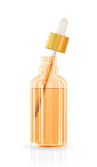 Realistic cosmetic container different color glass with collagen solution advertising background ready to use, luxury skin care cream. Beauty product ad design. Transparent pipette