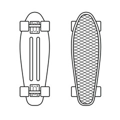 skateboard bottom and top. Vector flat outline icon