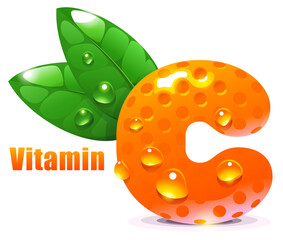 Vitamin C stylized as a citrus fruit