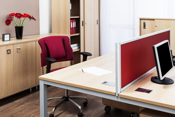 comfortable workplace in modern office