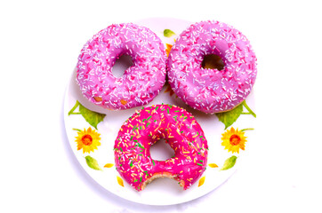 donuts pink on a white background