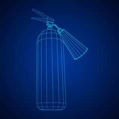 Fire extinguisher. Wireframe low poly mesh vector illustration.
