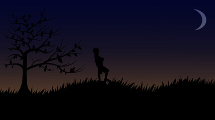 silhouette of a man with the ball
