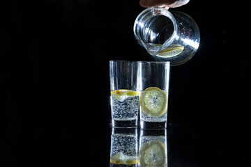 glass of water with ice