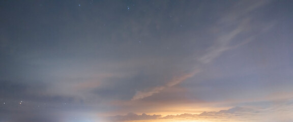 Naklejka na ściany i meble Beautiful landscape. Dramatic storm clouds , long exposure night sky. Sky nature background.