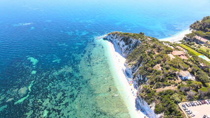 Fototapeta premium Elba Island, Italy. Amazing aerial view of Padulella Beach near Portoferraio