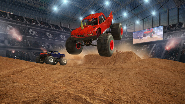 Monster truck on stadium. 